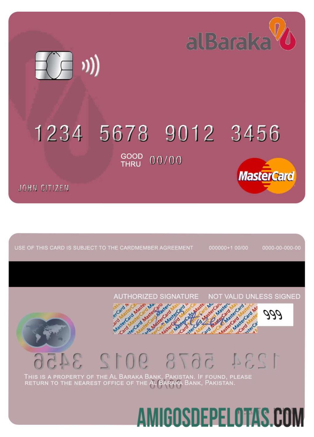 Pakistan Al Baraka Bank Mastercard template